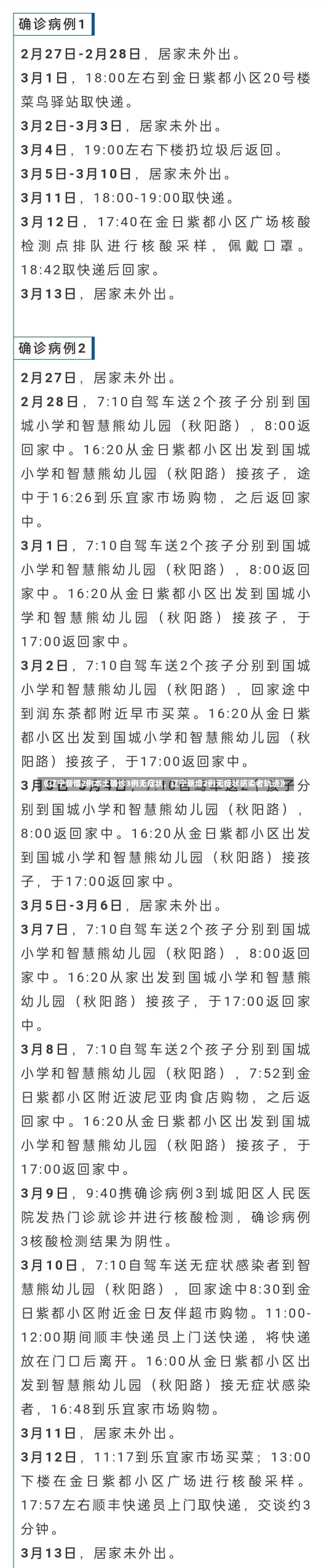 《辽宁新增2例本土确诊3例无症状，辽宁新增2例无症状感染者轨迹》-第3张图片-多讯网