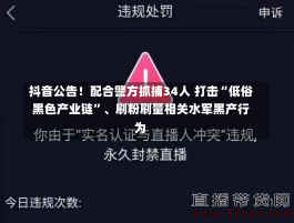 抖音公告！配合警方抓捕34人 打击“低俗黑色产业链”、刷粉刷量相关水军黑产行为-第2张图片-多讯网