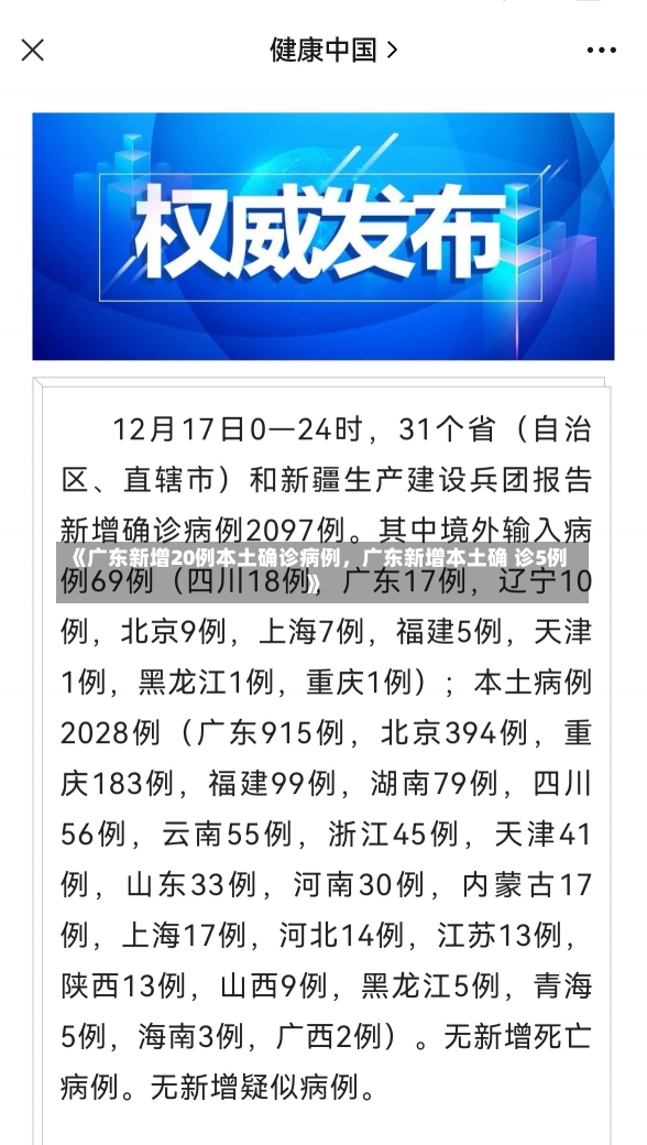 《广东新增20例本土确诊病例，广东新增本土确 诊5例》-第3张图片-多讯网