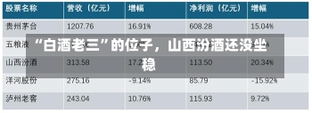 “白酒老三”的位子，山西汾酒还没坐稳-第2张图片-多讯网