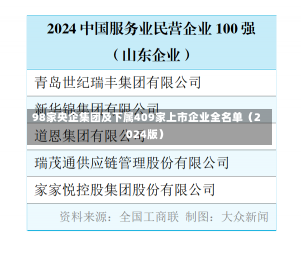 98家央企集团及下属409家上市企业全名单（2024版）-第1张图片-多讯网