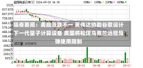 隔夜要闻：美股涨跌不一 英伟达协助谷歌设计下一代量子计算设备 美国将松绑乌克兰远程导弹使用限制-第3张图片-多讯网