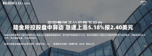 陆金所控股盘中异动 急速上涨5.18%报2.40美元-第1张图片-多讯网